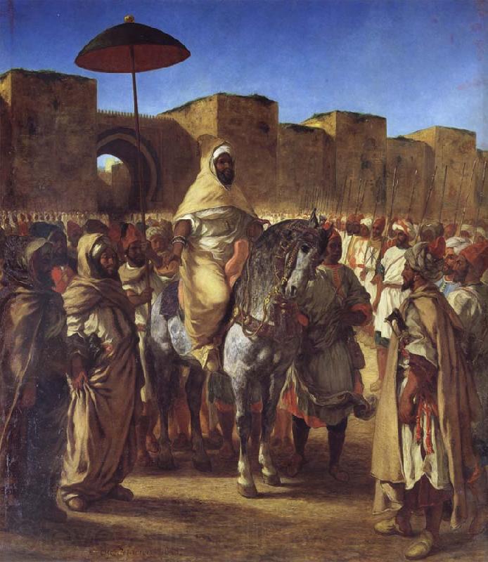 Eugene Delacroix Mulay Abd al-Rahman,Sultan of Morocco,Leaving his palace in Meknes,Surrounded by his Guard and his Chief Officers Spain oil painting art
